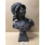 COPY OF A FRENCH TWO COLOUR PATENTED BRONZED BUST OF A GIRL ENTITLED 'SAIDA' ORIGINAL CAST BY