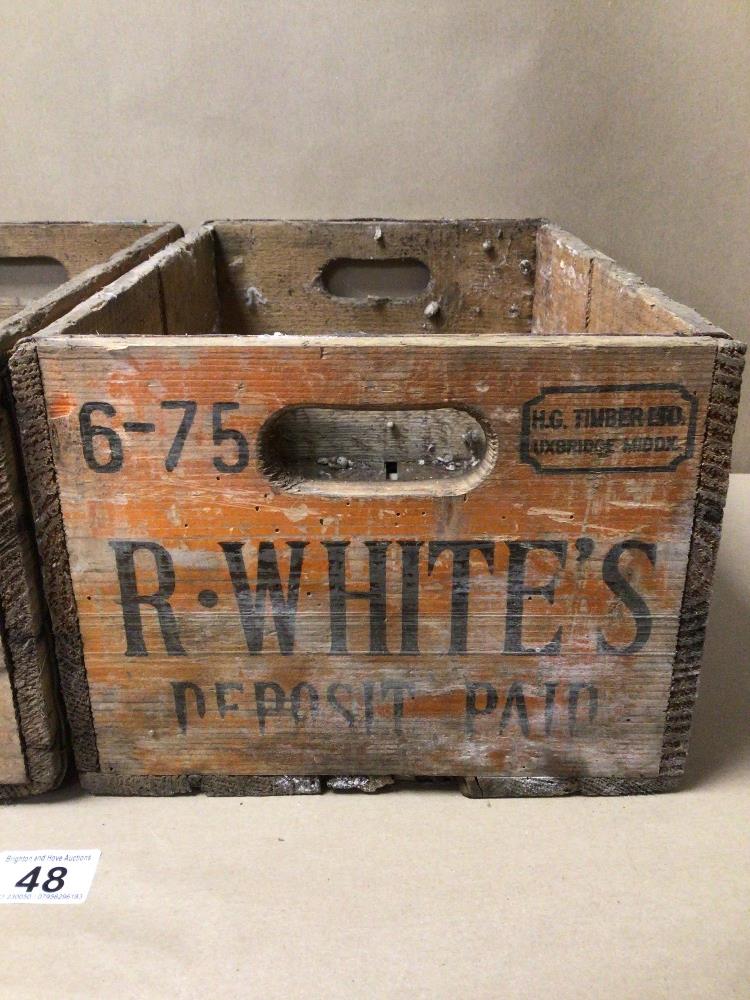 TWO VINTAGE R.WHITES WOODEN CRATES - Image 2 of 3