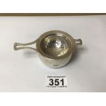 HALLMARKED SILVER TEA STRAINER & STAND, 58G