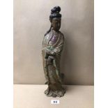 AN ORIENTAL CERAMIC FIGURE WITH MARKINGS TO BASE A/F, 44CM IN HEIGHT