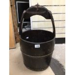 A LARGE EARLY WOODEN WELL BUCKET, 64CM