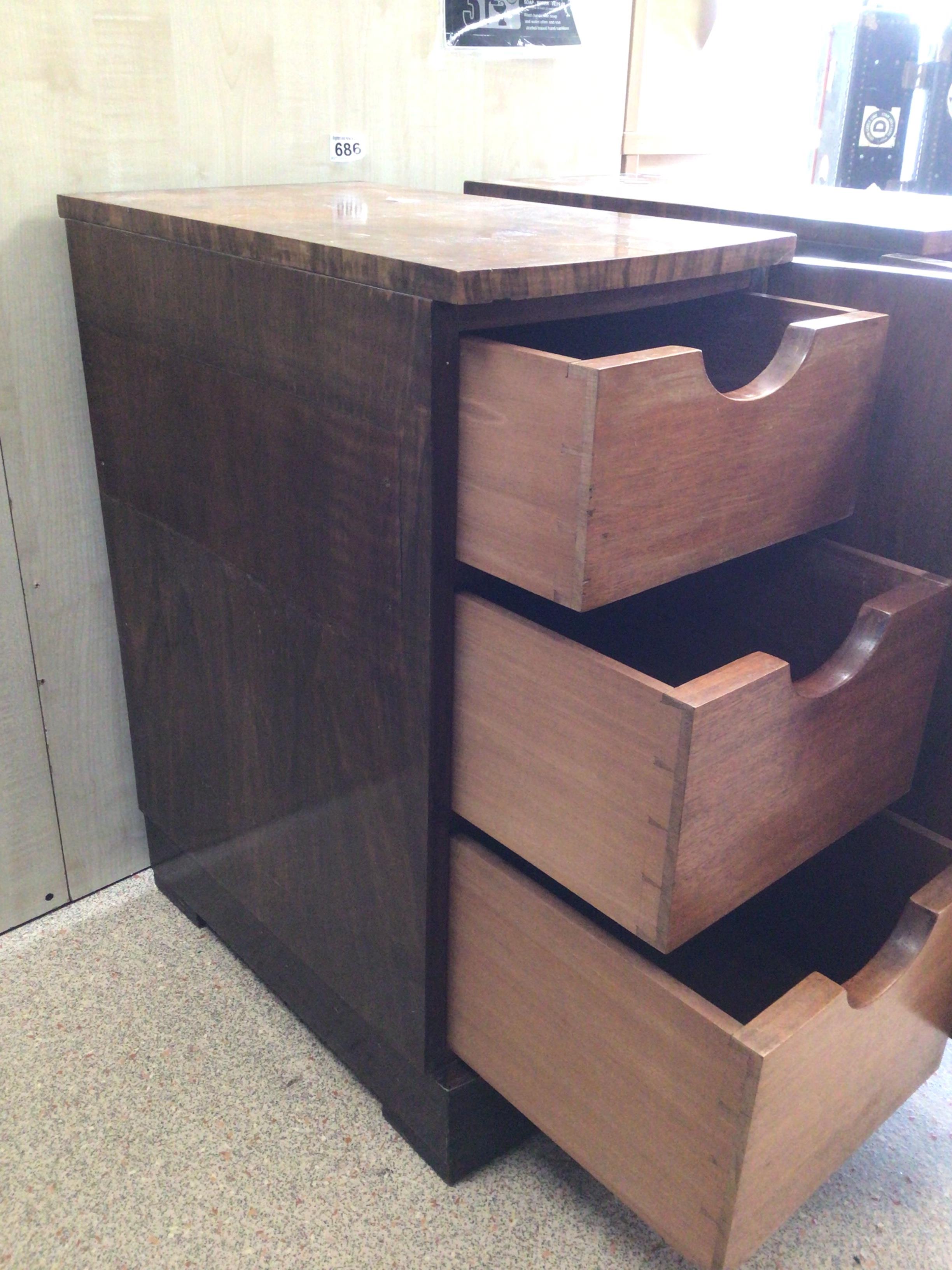 PAIR OF ART DECO BEDSIDE CHESTS FORMERLY PART OF DRESSING TABLE - Image 5 of 10