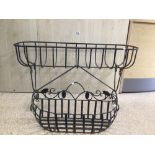 TWO WROUGHT IRON PLANTERS, THE LARGEST 91CM