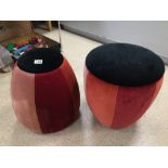 TWO HARLEQUIN ROUND STOOLS, 49CM