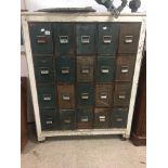 A VINTAGE INDUSTRIAL 20 DRAWER INDEX CUPBOARD