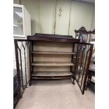 A MAHOGANY BOW FRONTED DISPLAY CABINET ON BALL AND CLAW FEET, 122 X 136CM