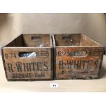 TWO VINTAGE R.WHITES WOODEN CRATES