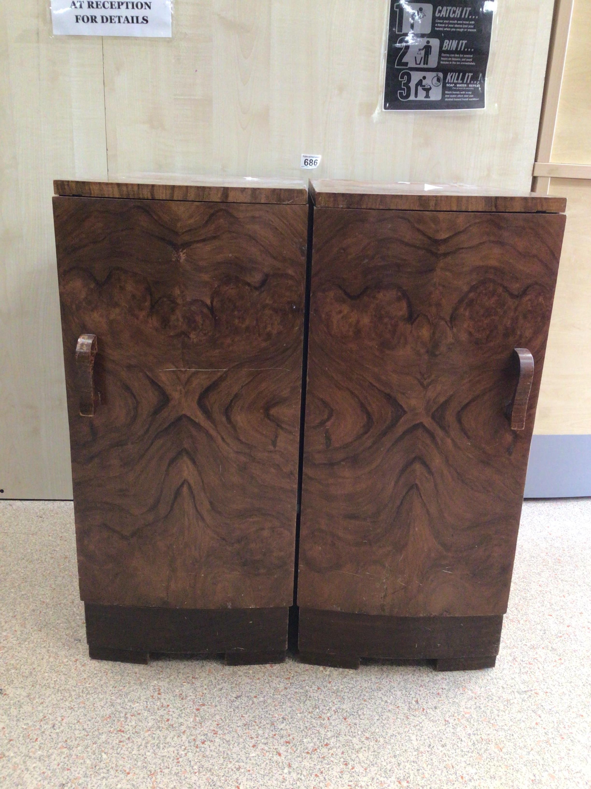 PAIR OF ART DECO BEDSIDE CHESTS FORMERLY PART OF DRESSING TABLE - Image 4 of 10