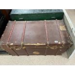 A VINTAGE BENTWOOD TRAVELLING TRUNK WITH INTERNAL TRAY