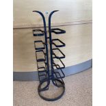 PAINTED BLUE WROUGHT IRON STICK STAND, 83CM
