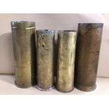 TWO PAIRS OF BRITISH ARMY FIELD GUN SHELL CASINGS 1980 AND 1985 AND WWI 1917