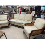 QUALITY BERGERE THREE PIECE SUITE ON BALL AND CLAW FEET