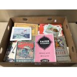 MIXED BOX OF EPHEMERA, SHIPPING,RAILWAY PICTURES AND PHOTOGRAPHS