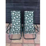 TWO GREEN GARDEN LOUNGE FOLDING CHAIRS