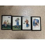 FOUR CHINESE SILK MINIATURE PAINTINGS, 17 X 11CM