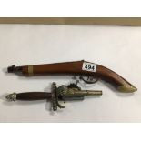 REPLICA 18TH CENTURY FRENCH KNIFE PISTOL WITH A REPLICA FLINTLOCK PISTOL