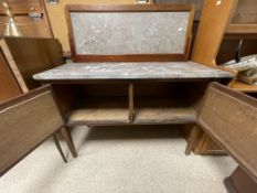 A VICTORIAN MARBLE TOP WASHSTAND WITH A MARBLE TOP BEDSIDE CHEST