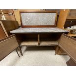 A VICTORIAN MARBLE TOP WASHSTAND WITH A MARBLE TOP BEDSIDE CHEST