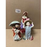 THREE ROYAL DOULTON FIGURINES ‘MISS MUFFET’ (HN1930), ‘MAKE BELIEVE’ (HN2225), AND ‘LADY APRIL’ (
