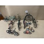 A MIXED COLLECTION OF MINIATURE FLICK FINGER BICYCLE MODELS INCLUDES BMX-PRO CHAMPIONS, A