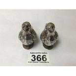 A PAIR OF CONTINENTAL WHITE METAL CONDIMENTS FORMED AS BIRDS, 76G