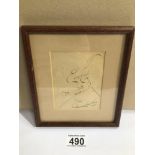 HARRY LAUDER (1870-1950) FRAMED AND GLAZED SIGNED DRAWING 16 X 18CM