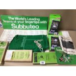 MIXED ITEMS OF SUBBUTEO, NEWCASTLE, BLACKBURN, MANCHESTER UNITED, ARSENAL, AND WEST BROM, THE 1980S