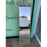 A MODERN WALL MOUNTED DRESSING MIRROR 140 X 40CM