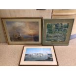 THREE FRAMED AND GLAZED PRINTS, THE LARGEST 84 X 68CM