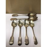 TWO HALLMARKED SILVER TABLESPOONS AND FOUR HALLMARKED SILVER DESSERT SPOONS, 321G