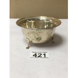 A HALLMARKED SILVER CIRCULAR BOWL, 64G