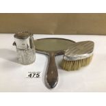 HALLMARKED SILVER PART DRESSING TABLE SET, MIRROR AND BRUSH, DANIEL MANUFACTURING CO, 1928, 1925,