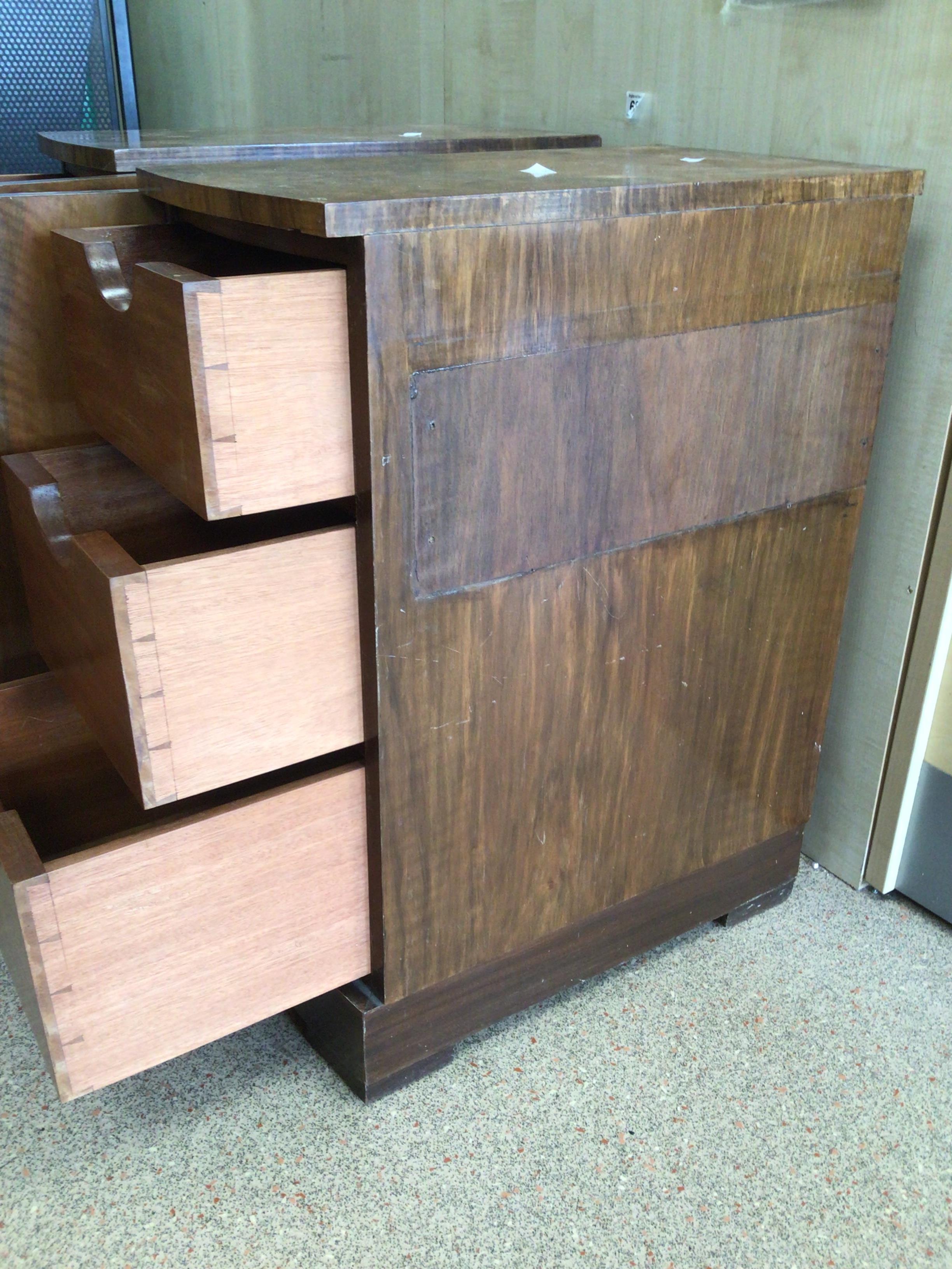 PAIR OF ART DECO BEDSIDE CHESTS FORMERLY PART OF DRESSING TABLE - Image 3 of 10