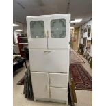 A 1950'S/60'S KITCHEN CABINET/LARDER WITH ENAMEL INTERNAL SHELF, 176 X 40 X 74CM