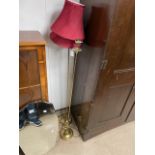 TWO VINTAGE BRASS FLOOR LAMPS, 146CM