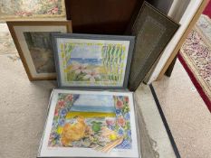 FOUR FRAMED AND GLAZED PICTURES, 2 X STEPHANIE EDMOND PICTURES ORIENTAL SILK AND MORE