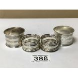 TWO PAIRS OF HALLMARKED NAPKIN RINGS, 71G