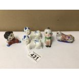 FIVE SMALL CERAMIC FIGURES TO INCLUDE ORIENTAL