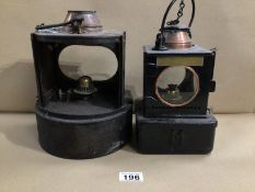 TWO EARLY RAILWAY LAMPS BOTH LAMPS MANUFACTURING AND RAILWAY SUPPLIES LONDON
