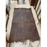 A VINTAGE LEATHER RUG, 190 X 109CM