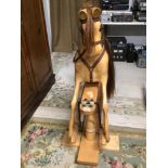 A SOLID WOODEN ROCKING HORSE 102CM WITH REAL HORSE HAIR
