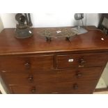 A VICTORIAN MAHOGANY THREE OVER TWO CHEST OF DRAWERS