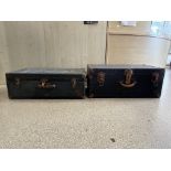 TWO VINTAGE TRAVELING TRUNKS ONE WITH WHITE STAR LUGGAGE LABEL