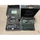 TWO VINTAGE CASED TYPEWRITERS REMINGTON AND HALDA