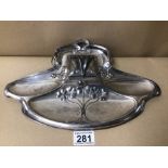 W.M.F SILVER PLATED ART NOUVEAU DESK STAND WITH INKWELL, 34CM (224)