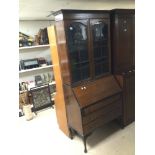 T . MATHIAS AND SON, PUTNEY LONDON, QUEEN ANNE STYLE MAHOGANY BUREAU BOOKCASE, 209 X 90CM