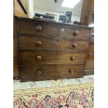 A VICTORIAN MAHOGANY THREE OVER TWO CHEST OF DRAWERS 106 X 85 X 53CM
