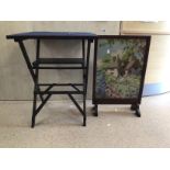 TAPESTRY FIRE SCREEN WITH CARD TABLE