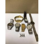 A JOB LOT OF WRIST WATCHES, UNTESTED TO INCLUDE CITIZEN, LORUS, PIERRE CARDIN ETC