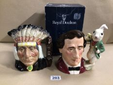 A BOXED ROYAL DOULTON LEWIS CARROL TOBY JUG D7096 WITH A NORTH AMERICAN INDIAN D6611